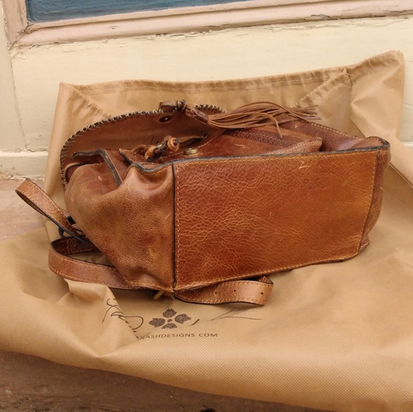 Brown Leather Backpack with Tassel - Picture 6 of 12